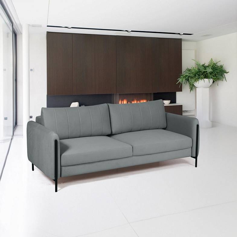 Barcelona диван-кровать трехместный прямой, велюр серый