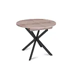 Стол круглый раздвижной Твист (90+30) дуб эндгрейн / опоры черные