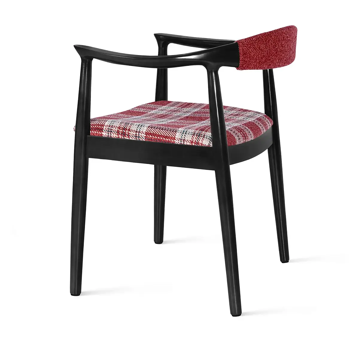 Стул Фьорд, каучуковое дерево лак венге, рогожка красный фото