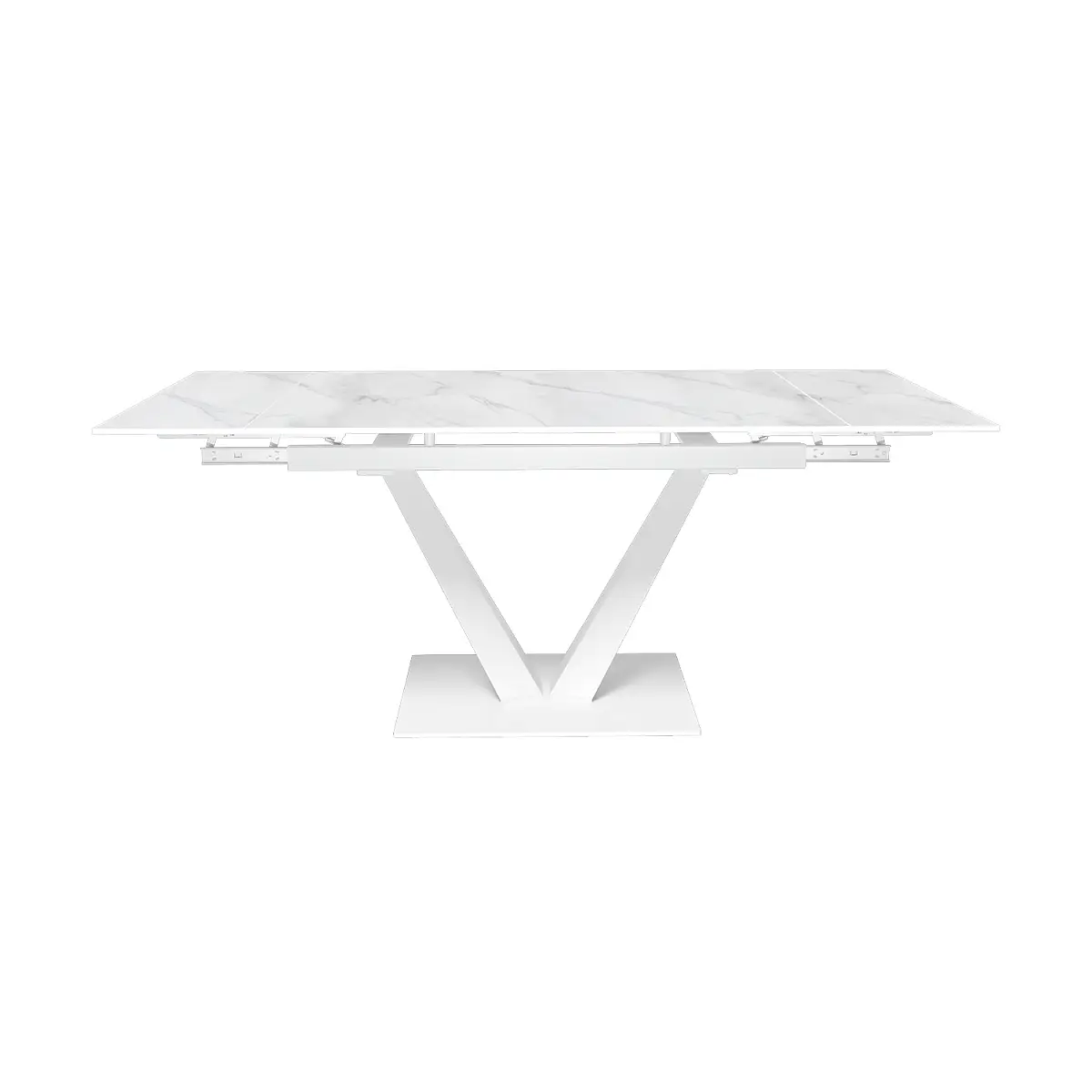 Стол раскладной Malibu (120+30+30), керамика матовая Snow Mountain Stone / опора белая изображение Стол раскладной Malibu (120+30+30), керамика матовая Snow Mountain Stone / опора белая фото