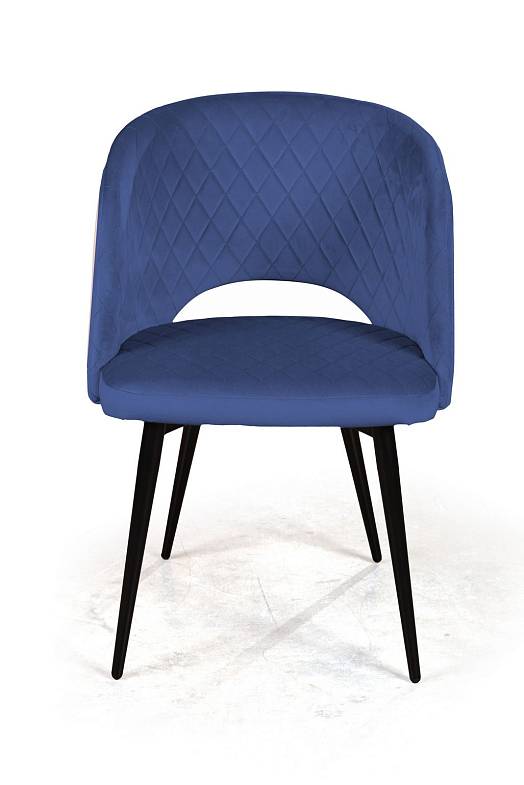 Кресло William ромб, бархат синий 29/ черный конус