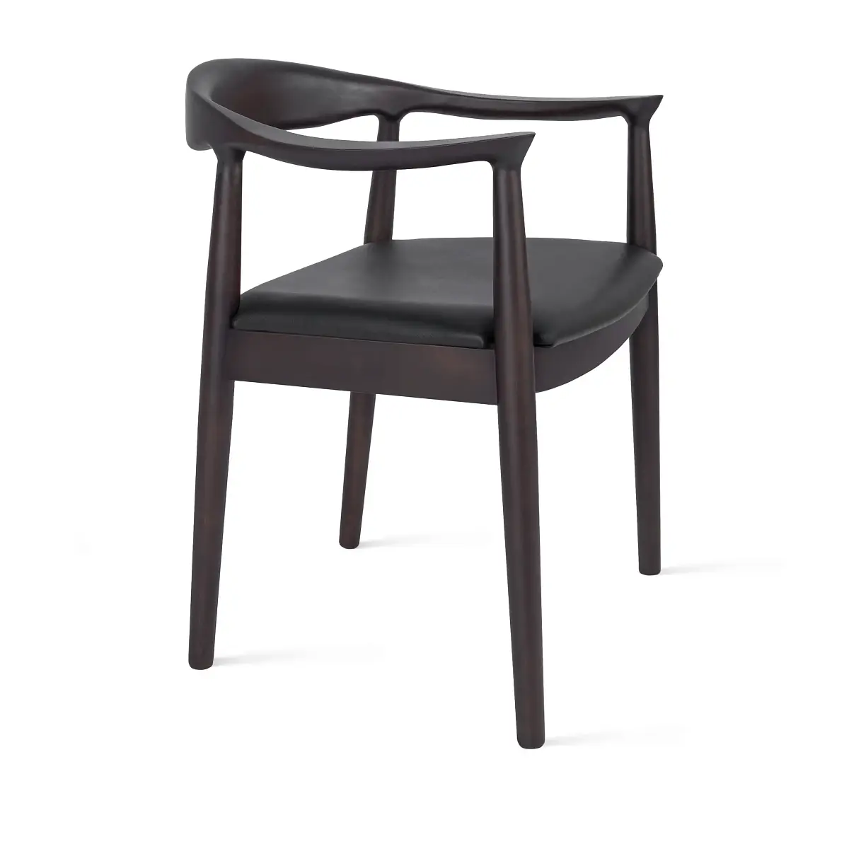 Стул Фьорд, каучуковое дерево лак венге, кожа черный фото