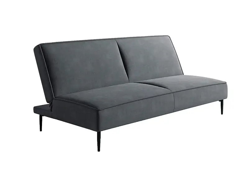 Este диван-кровать трехместный, прямой, без подлокотников, бархат серый 27