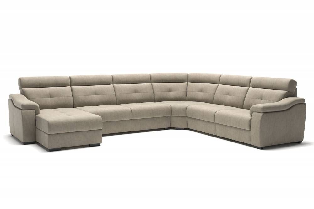 Boston диван-кровать угловой с шезлонгом и реклайнером замша серый