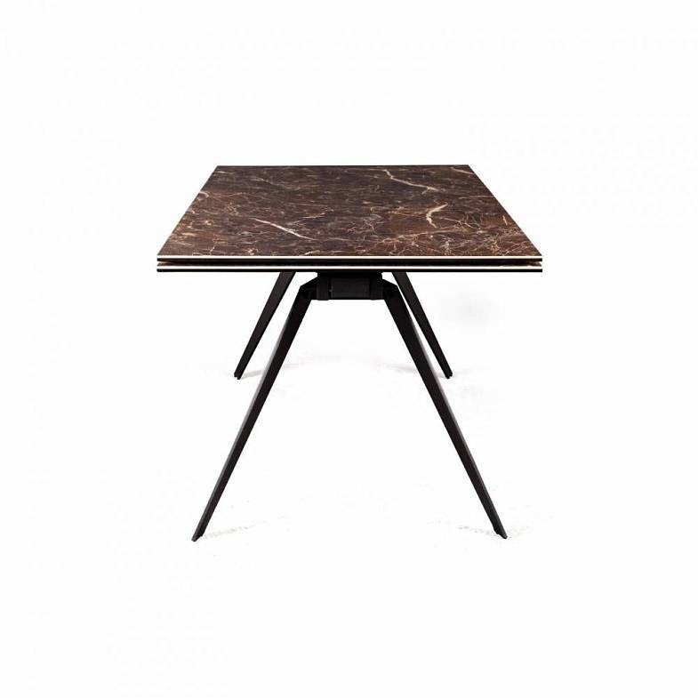 Стол раскладной Grant (160+80), мрамор испанская керамика темный + 4 стула Albert кожа