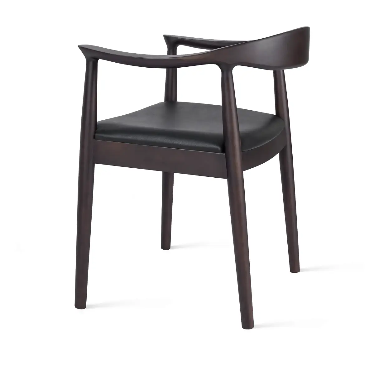 Стул Фьорд, каучуковое дерево лак венге, кожа черный фото