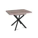 Стол Твист раздвижной (100+30) дуб эндгрейн / опоры черные