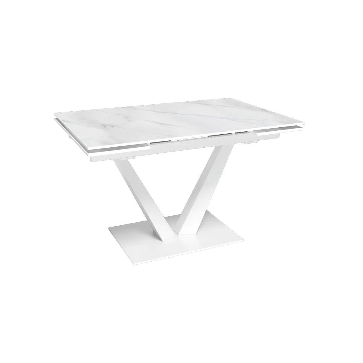 Стол раскладной Malibu (120+30+30), керамика матовая Snow Mountain Stone / опора белая изображение Стол раскладной Malibu (120+30+30), керамика матовая Snow Mountain Stone / опора белая фото