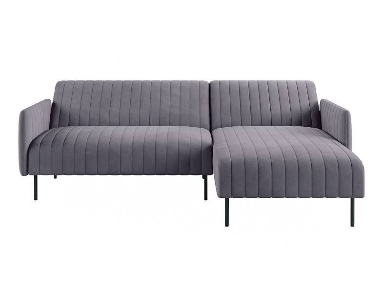 Baccara диван-кровать с шезлонгом, с подлокотниками, бархат светло-серый 26