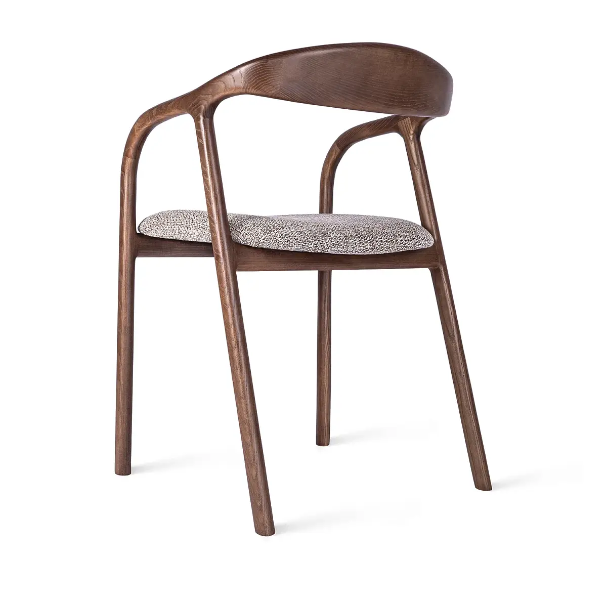 Стул Брэдли, дуб лак темный орех, рогожка серый фото