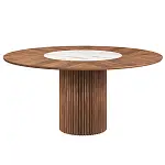 Стол круглый Denver 140, керамика матовая + шпон / опора дерево