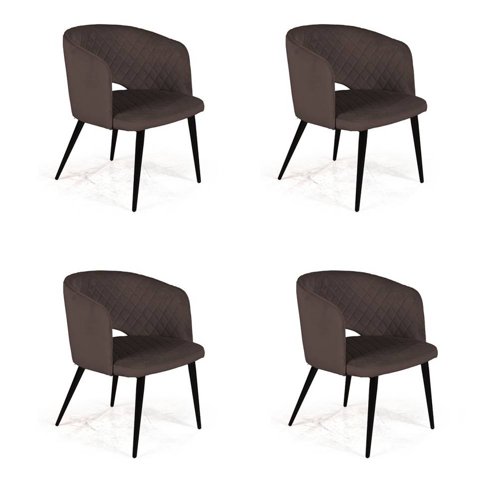 Кресло William ромб, комплект (4шт), бархат антрацит 14/ черный конус от производителя Top concept