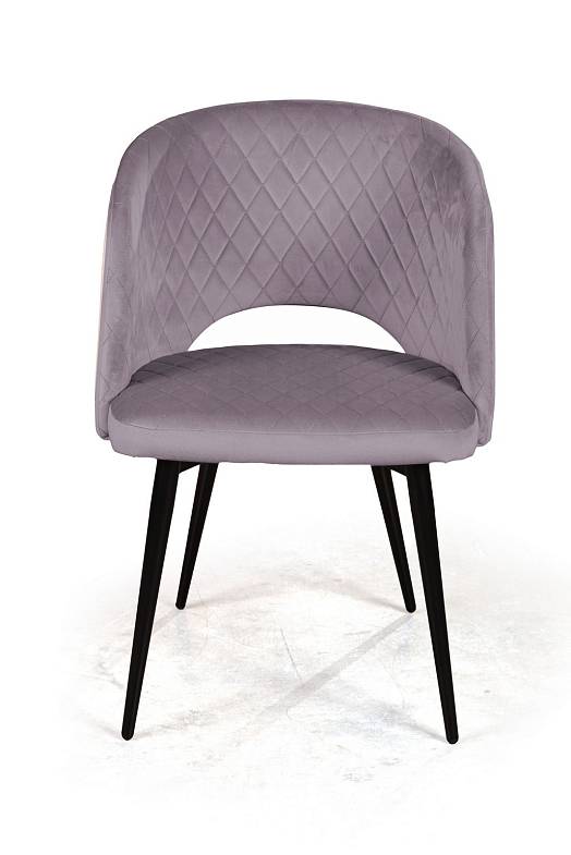Кресло William ромб, бархат светло-серый 26/ черный конус