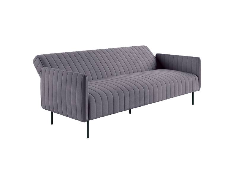 Baccara диван-кровать трехместный прямой с подлокотниками, бархат светло-серый 26