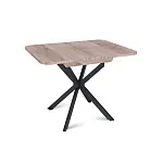 Стол Твист раздвижной (100+30) дуб эндгрейн / опоры черные