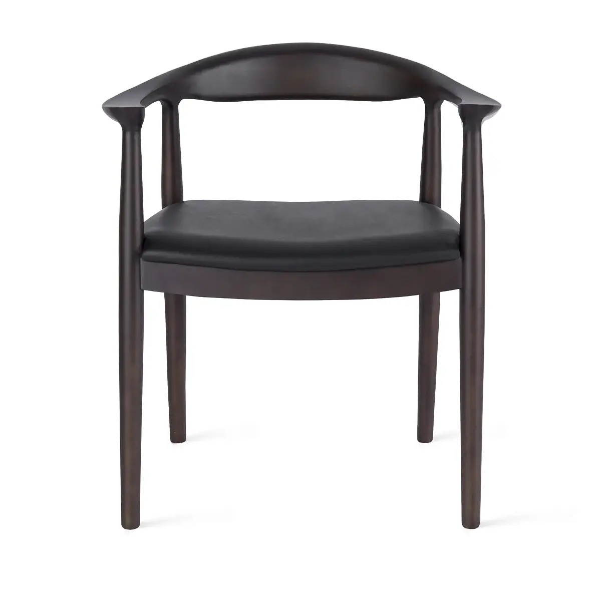 Стул Фьорд, каучуковое дерево лак венге, кожа черный фото