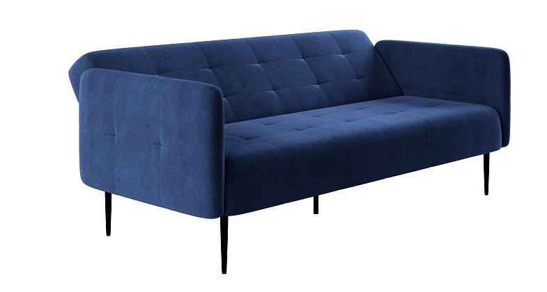 Monaco диван-кровать прямой с подлокотниками, трехместный, бархат синий 29