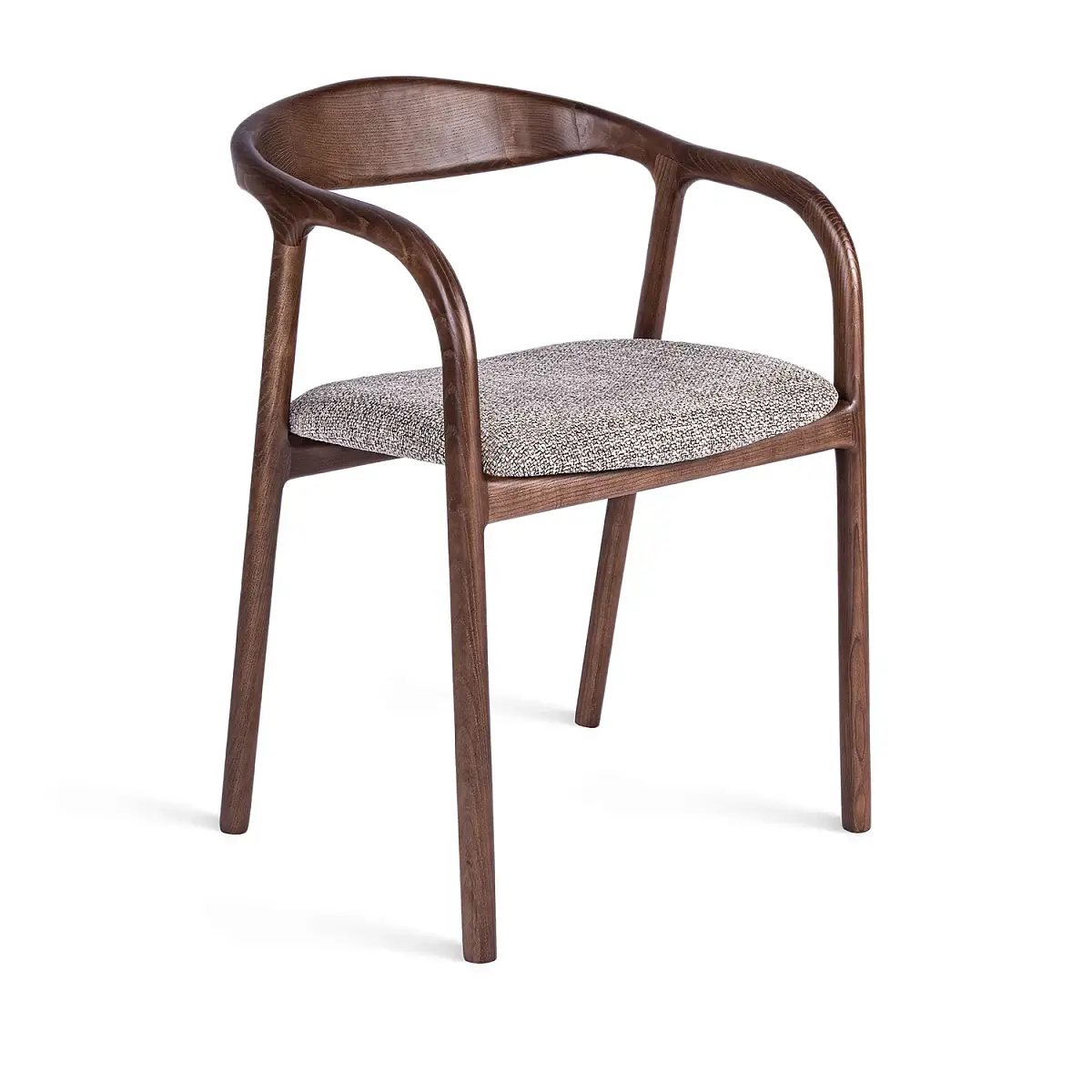 Стул Брэдли, дуб лак темный орех, рогожка серый фото