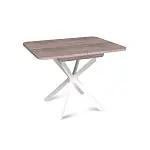 Стол Твист раздвижной (100+30) дуб эндгрейн / опоры белые