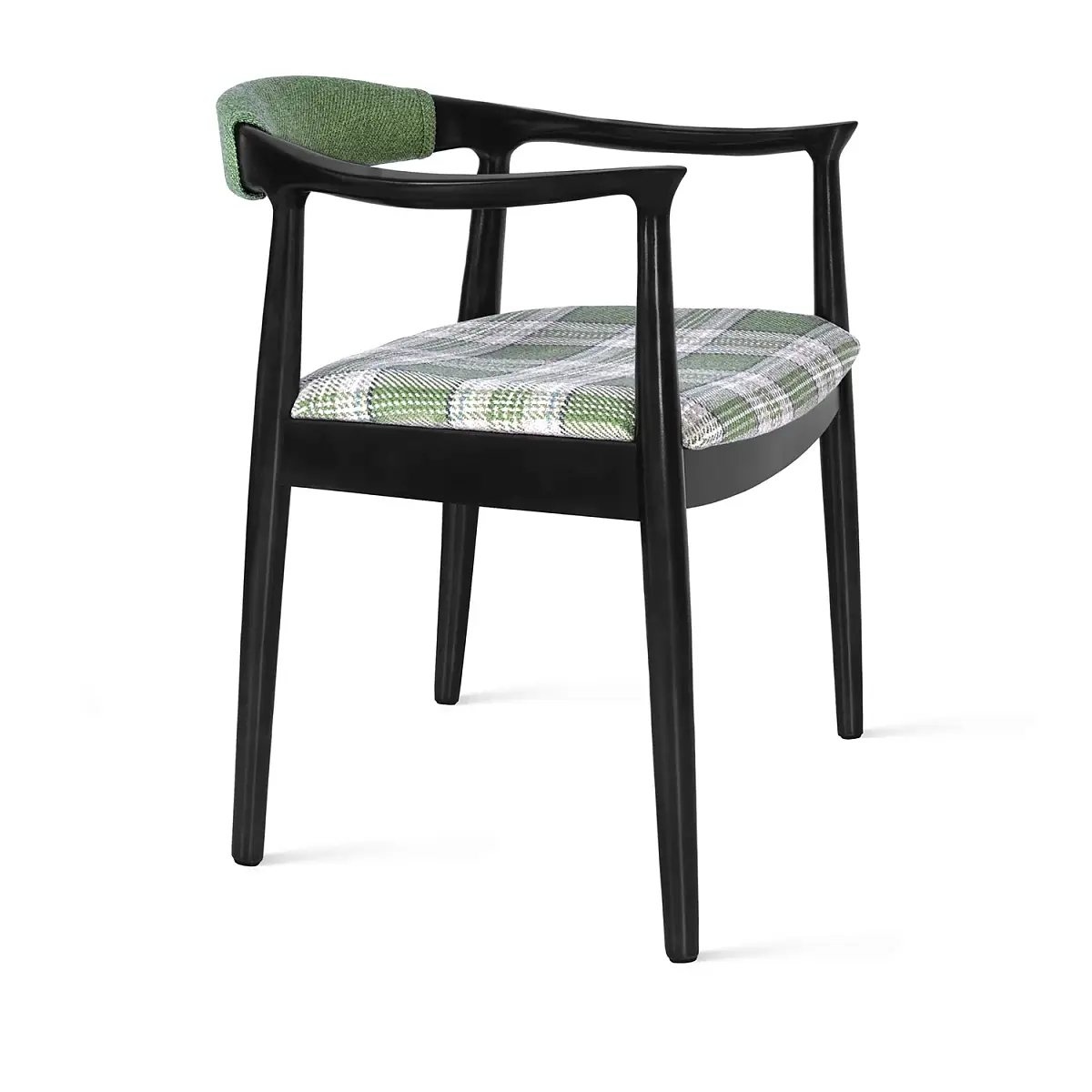 Стул Фьорд, каучуковое дерево лак венге, рогожка зеленый фото