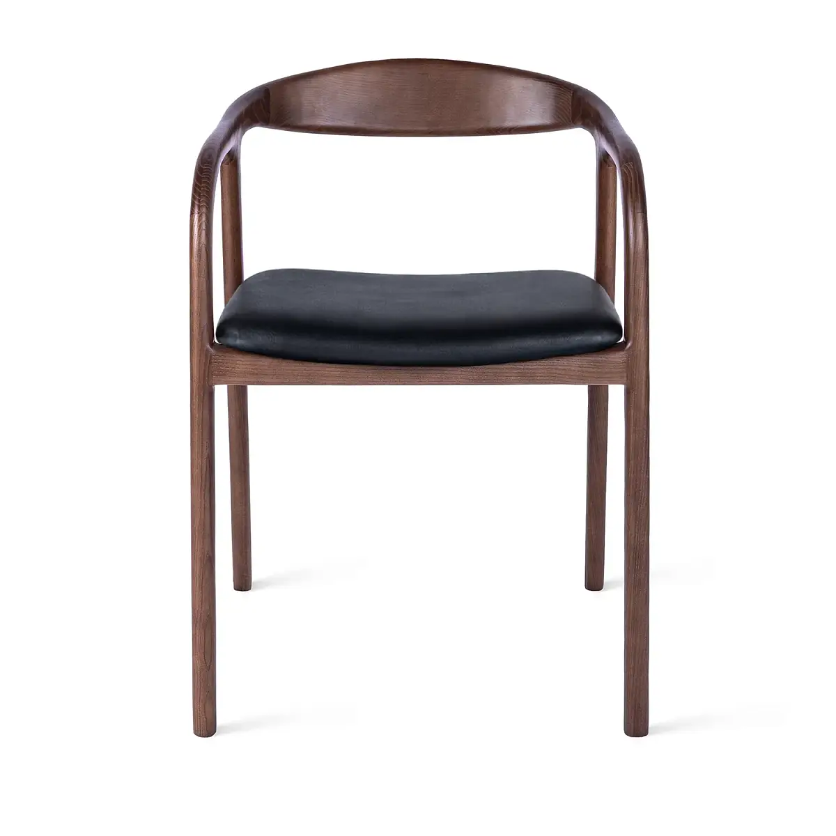Стул Брэдли, дуб лак темный орех, кожа черный фото