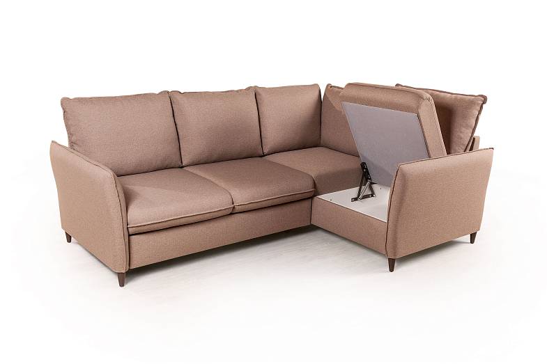 Hans диван-кровать угловой рогожка коричневый