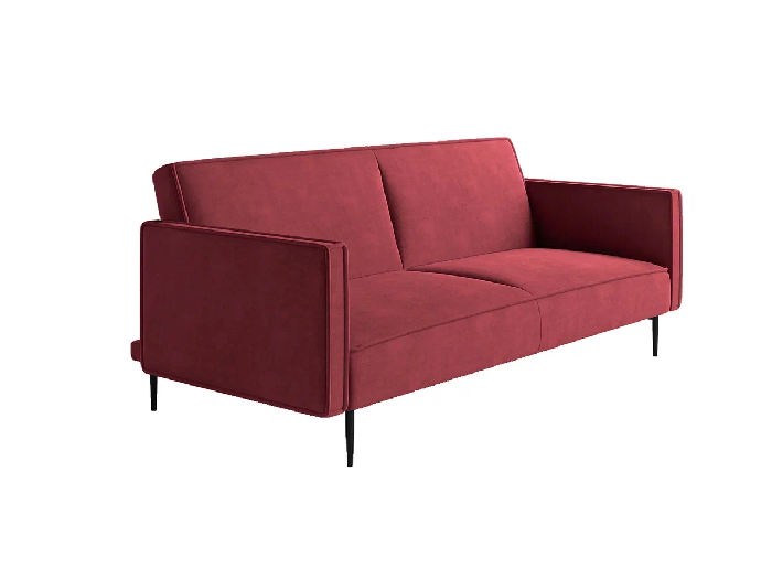 Este диван-кровать трехместный, прямой, с подлокотниками, бархат бордовый 16