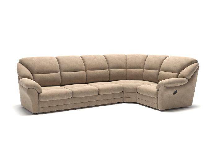 San-Remo угловой диван-кровать с реклайнером велюр бежевый