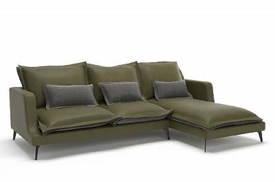 Rey диван с шезлонгом замша зеленый/серый