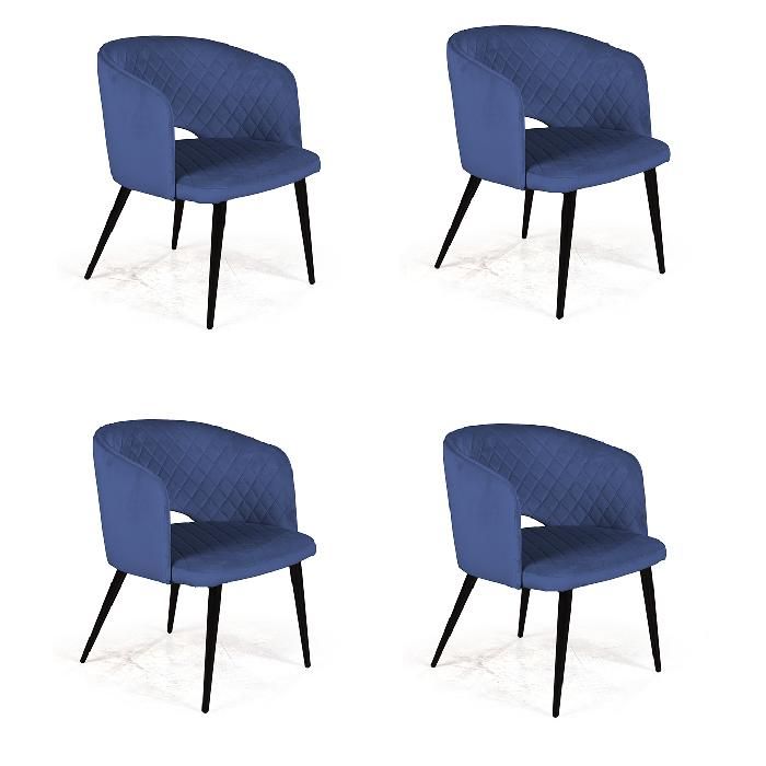 Кресло William ромб, комплект (4шт), бархат синий 29/ черный конус от производителя «Top concept»