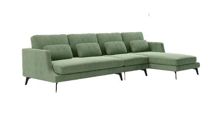 Albert диван четырехместный с шезлонгом, бархат зеленый 19