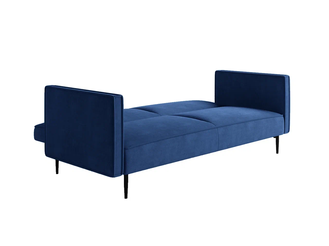 Este диван-кровать трехместный, прямой, с подлокотниками, бархат синий 29