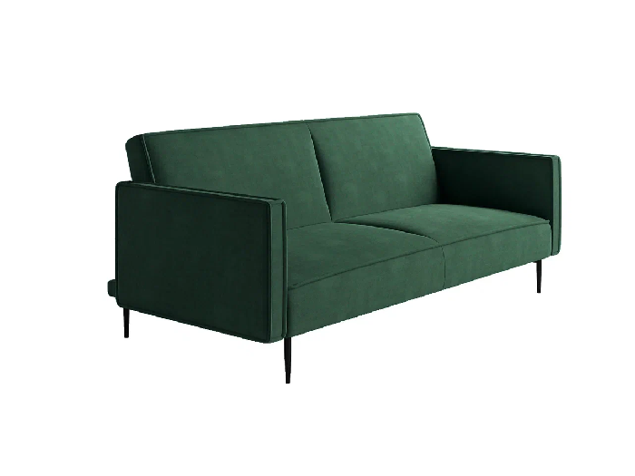 Este диван-кровать трехместный, прямой, с подлокотниками, бархат зеленый 19