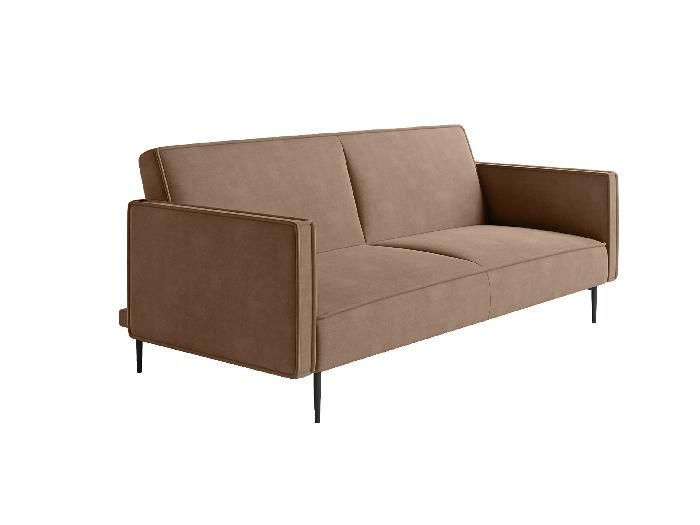 Este диван-кровать трехместный, прямой, с подлокотниками, бархат коричневый 12