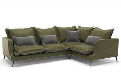 Rey диван угловой замша зеленый/серый