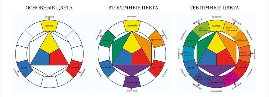Цветовой круг Иттена основные, вторичные, третичные цвета