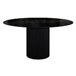 Стол раскладной круглый Nolan 120+40, керамика глянцевая, черная